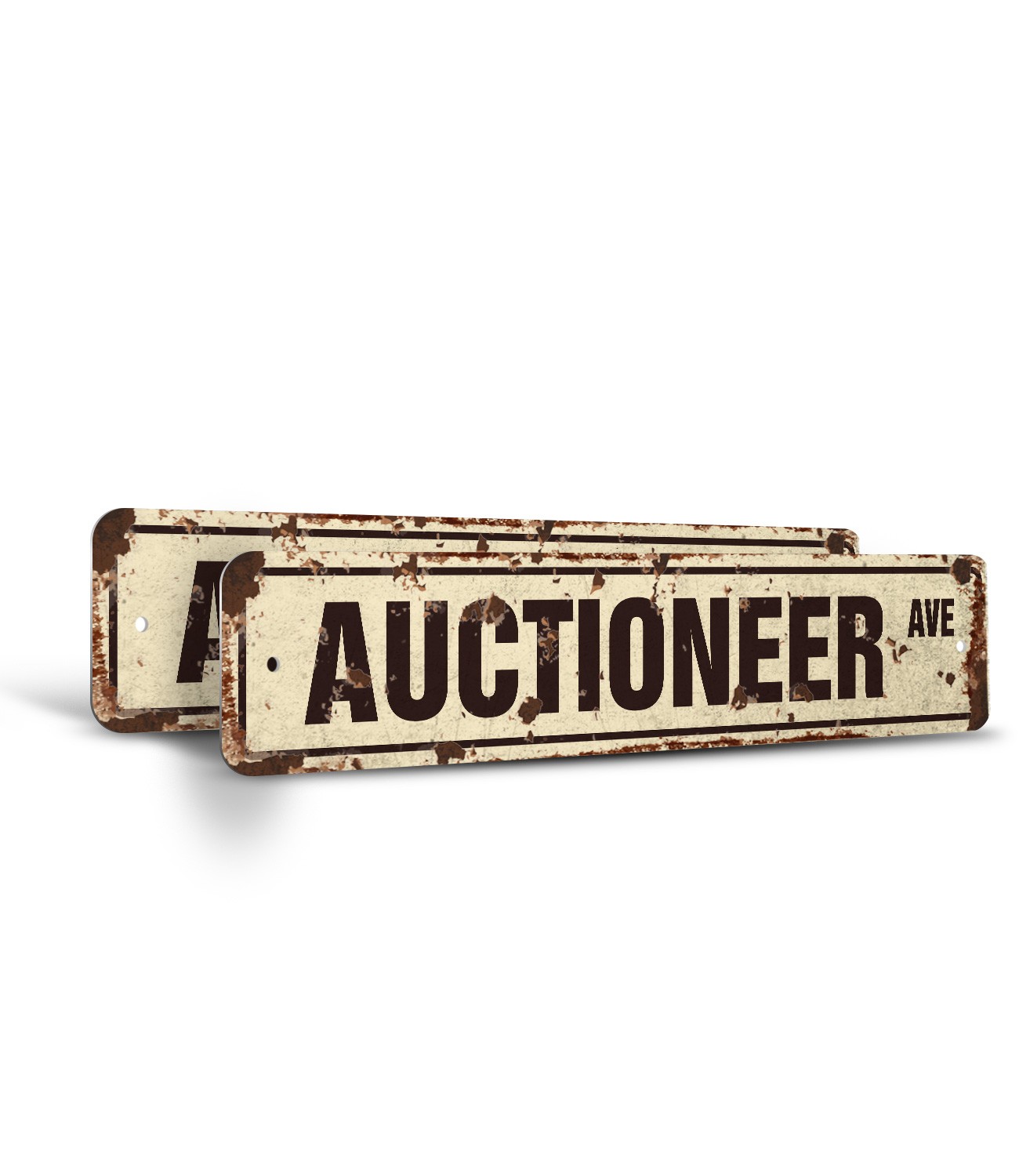 AUCTIONEER Vintage Style Street Sign Metal Plastic novelty auction gavel antique