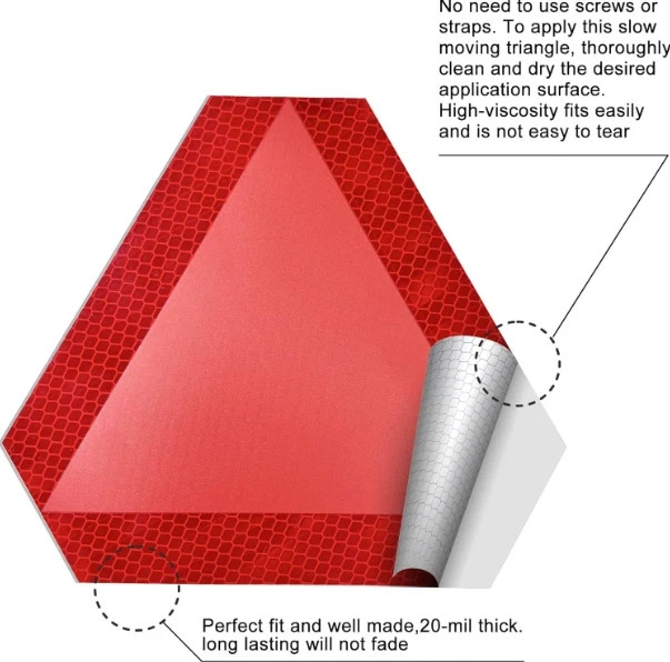 2 Pack Slow Moving Vehicle Sign 7×8 Inch Reflective Vehicle Triangle Sticker