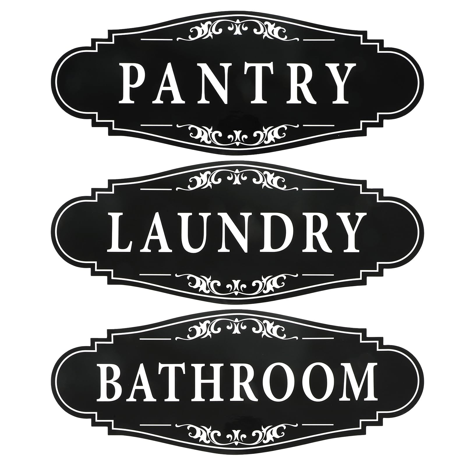 3 Pcs Laundry Room Sign Self-Adhesive Vinyl Door Signs for Bathroom Black