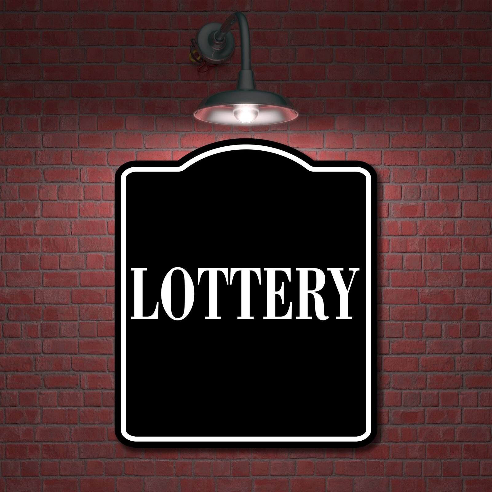 Lottery Neon Blue Outline BLACK Aluminum Composite Sign