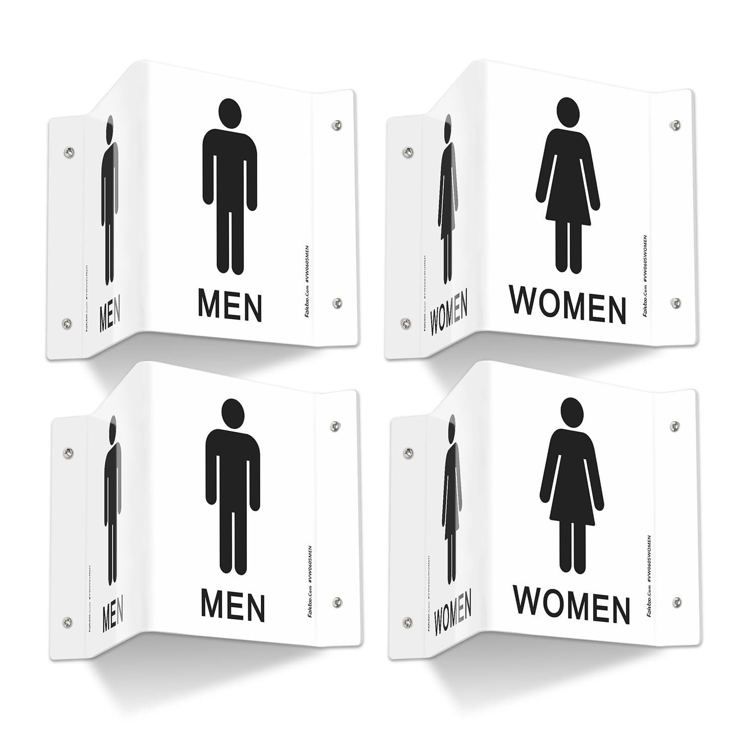 Restroom Sign, Bathroom Signs, 4 Pack 6 x 8 Inches Acrylic Sign, for Office o…