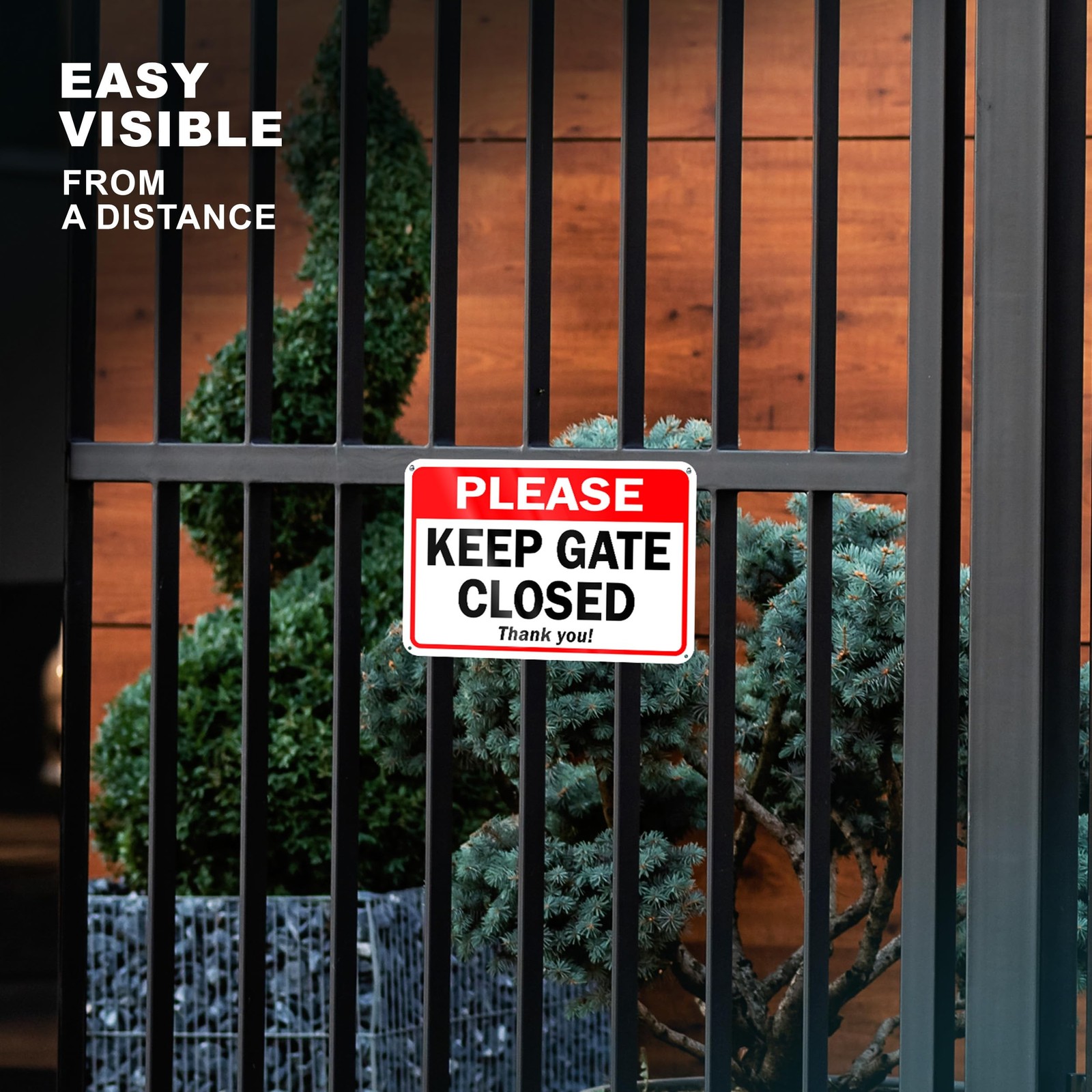 Keep Gate Closed Sign, 7×10 Inch Reflective Aluminum, 2 Pack