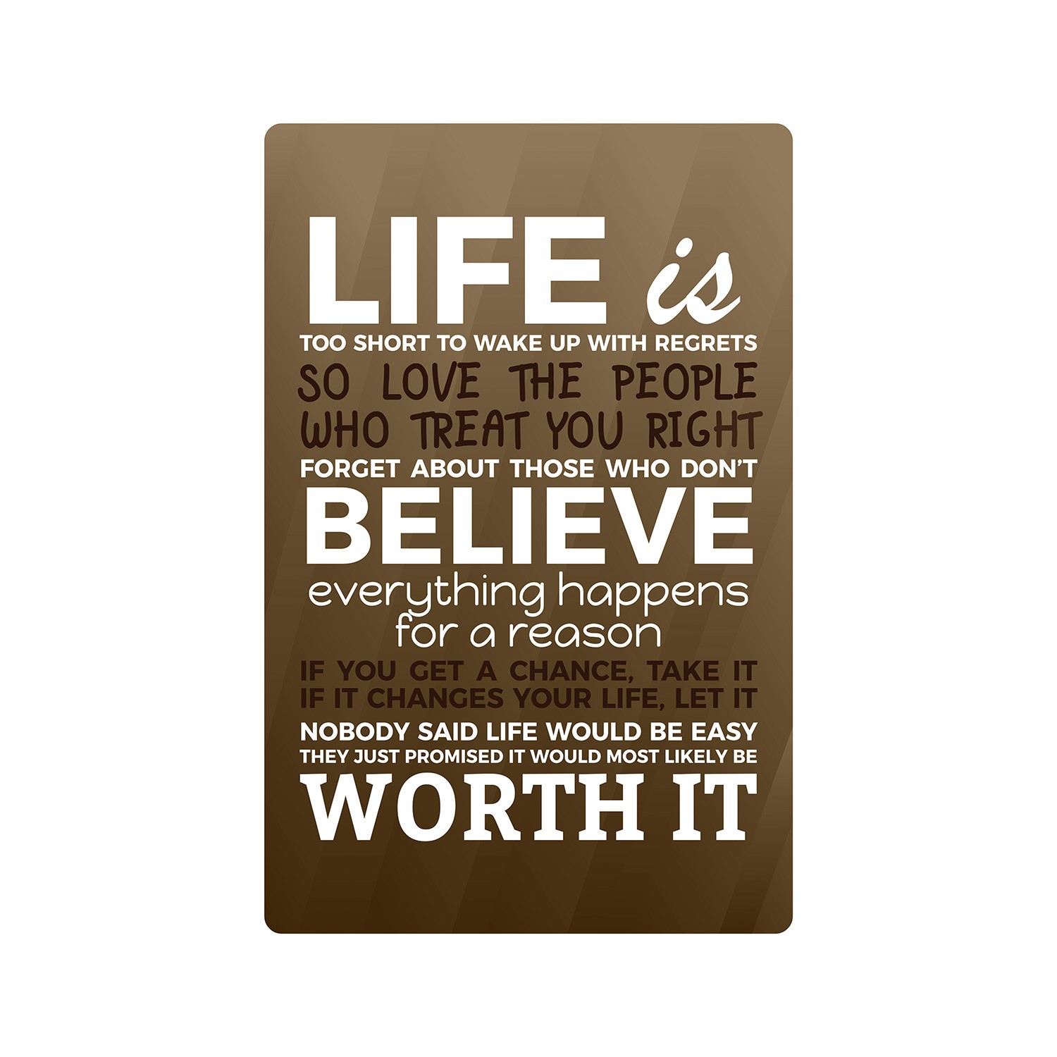 LIFE IS TOO SHORT Sign Or Decals love quote motivation friend family life
