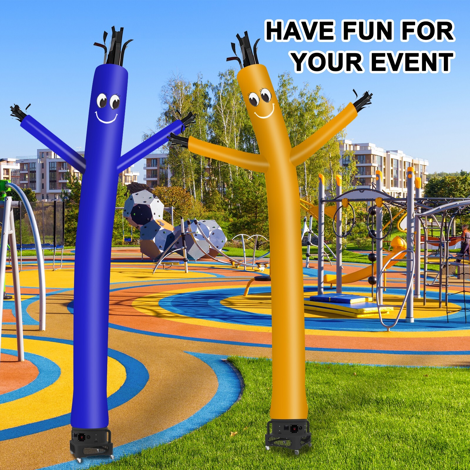 MOUNTO 20ft Blue Inflatable Dancer Sky Puppet Dancer with 1hp 18inch Blower