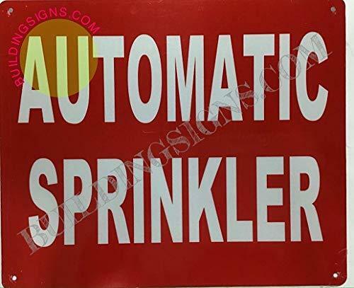Automatic Sprinkler Sign (Aluminium Reflective, RED 10×12)-REF24-1027