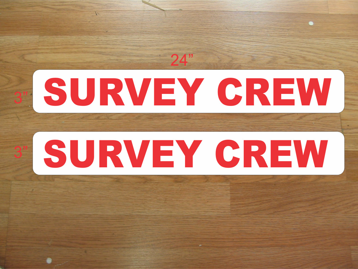 Red SURVEY CREW 3″x24″ Magnetic Vehicle Signs to fit Van Car Truck or SUV