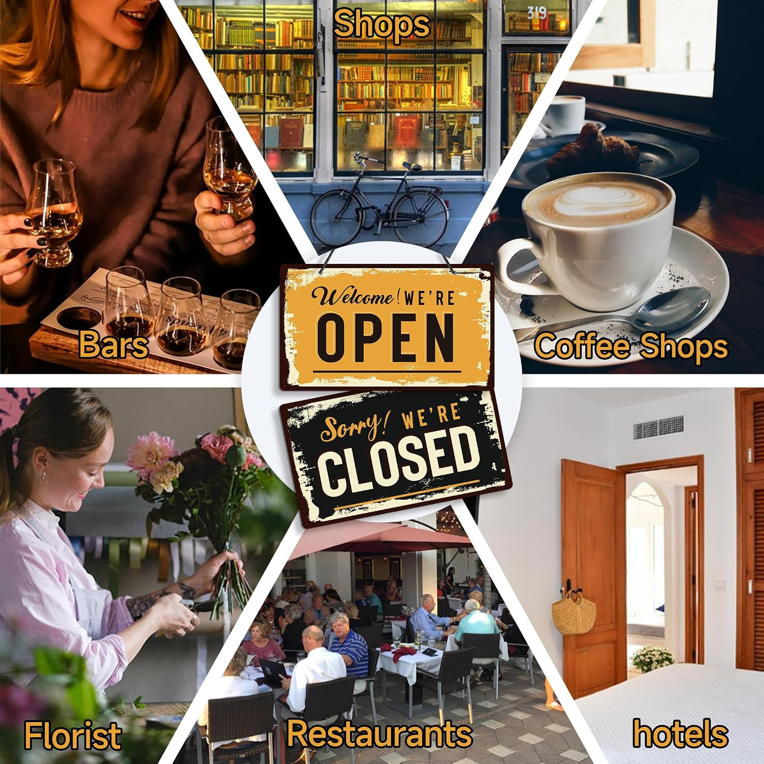 Open Closed Signs for Business, 10X5.9 Waterproof Double Sided PVC Come in or Cl
