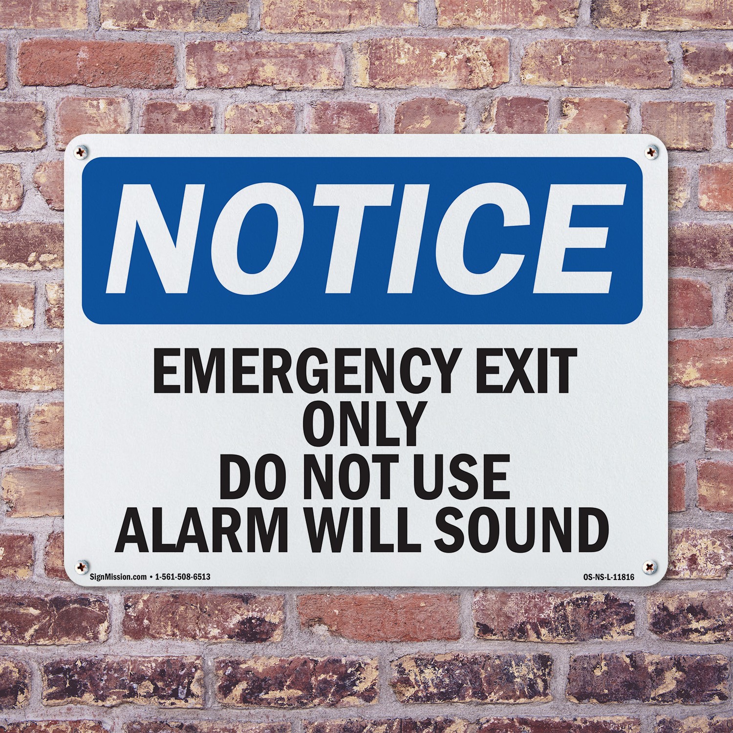 Emergency Exit Only Do Not Use Alarm Will Sound OSHA Notice Sign – 5 or 10 Pack