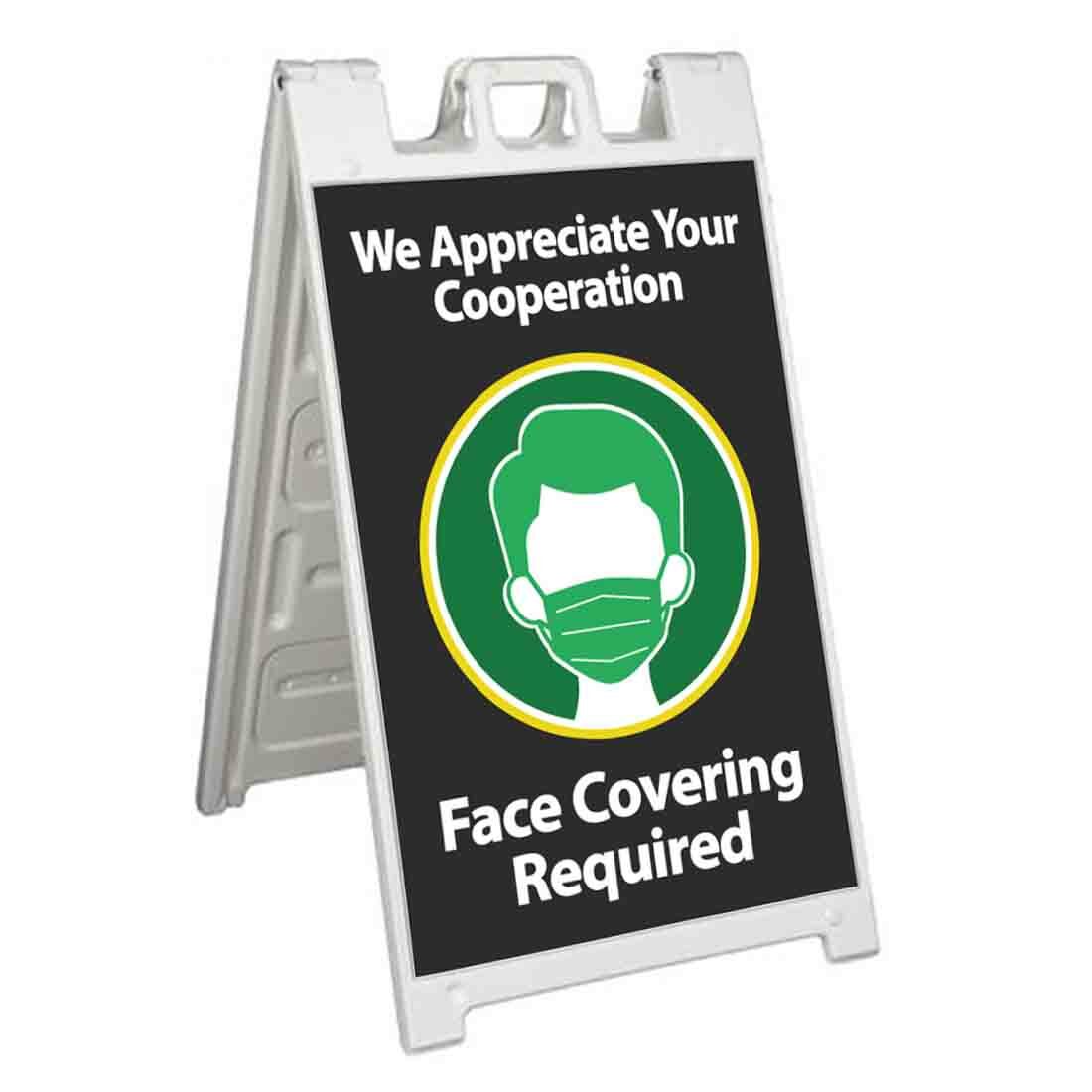 FACE COVERING REQUIRED Signicade 24×36 Aframe Sidewalk Sign Banner Decal VIRUS