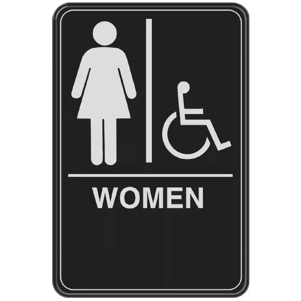 6 In. X 9 In. Women Handicap Accessible ADA Restroom Sign with Braille