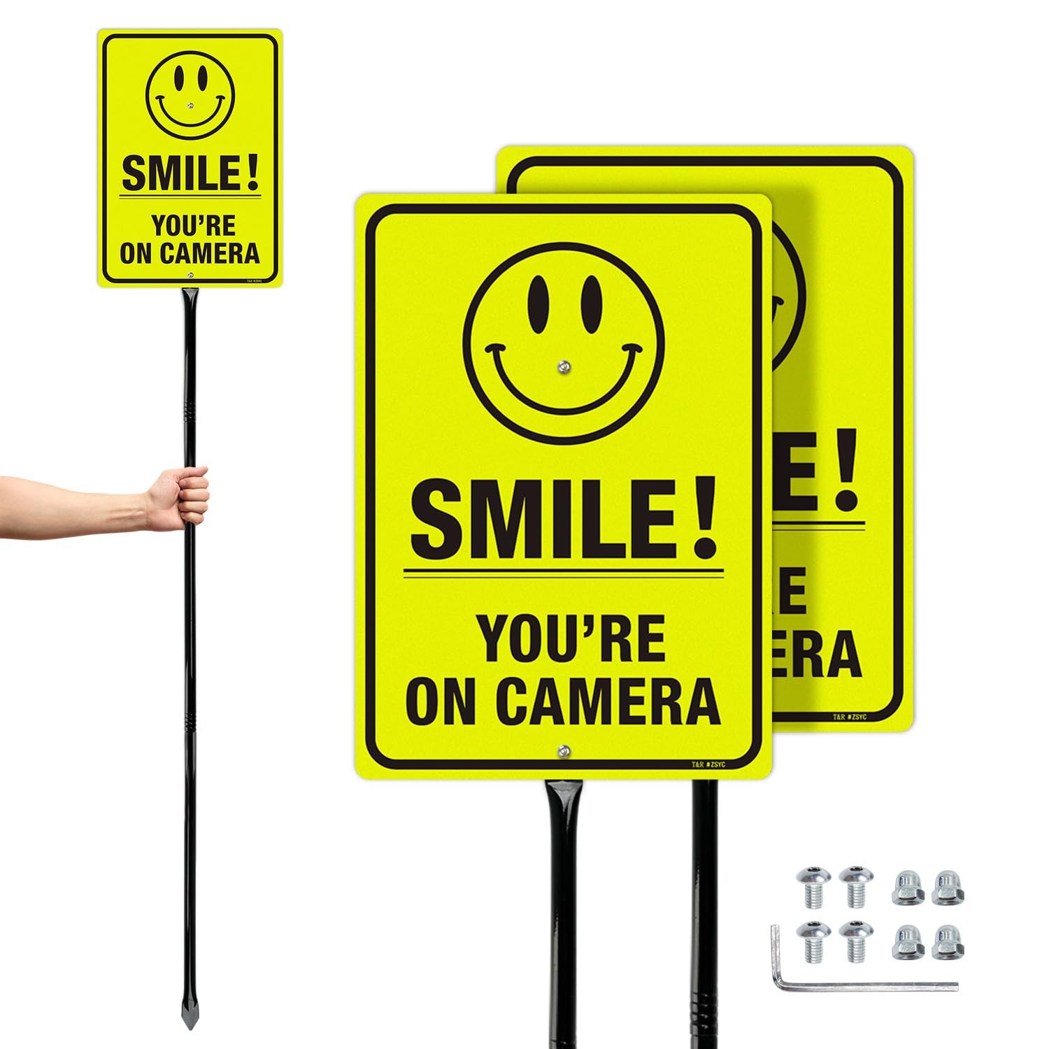 Large Smile You’re On Camera Signs Video Surveillance Sign with 54″ Stake 2 …