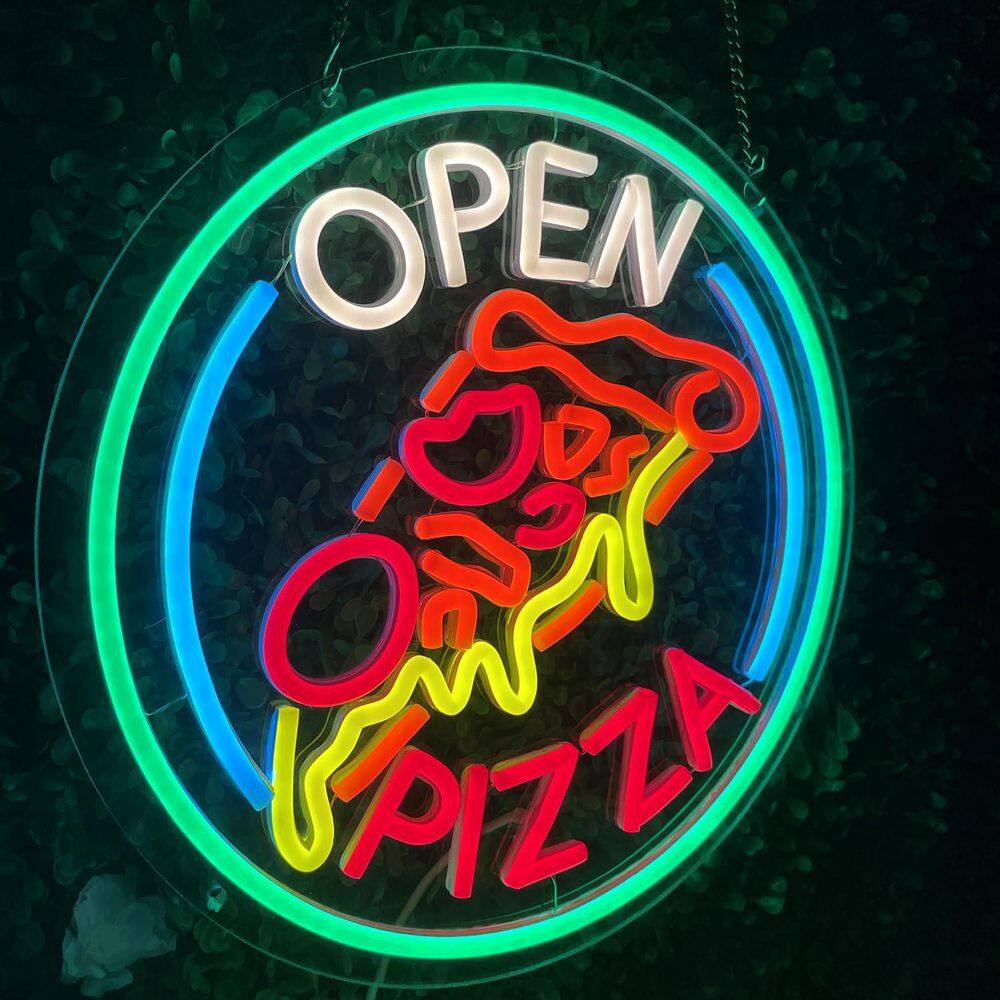 Pizza Open LED Neon Sign Acrylic Finish Wall Decoration for Restaurant Shop Bar