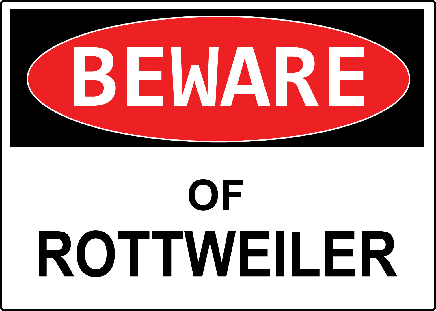 BEWARE OF ROTTWEILER | Adhesive Vinyl Sign Decal
