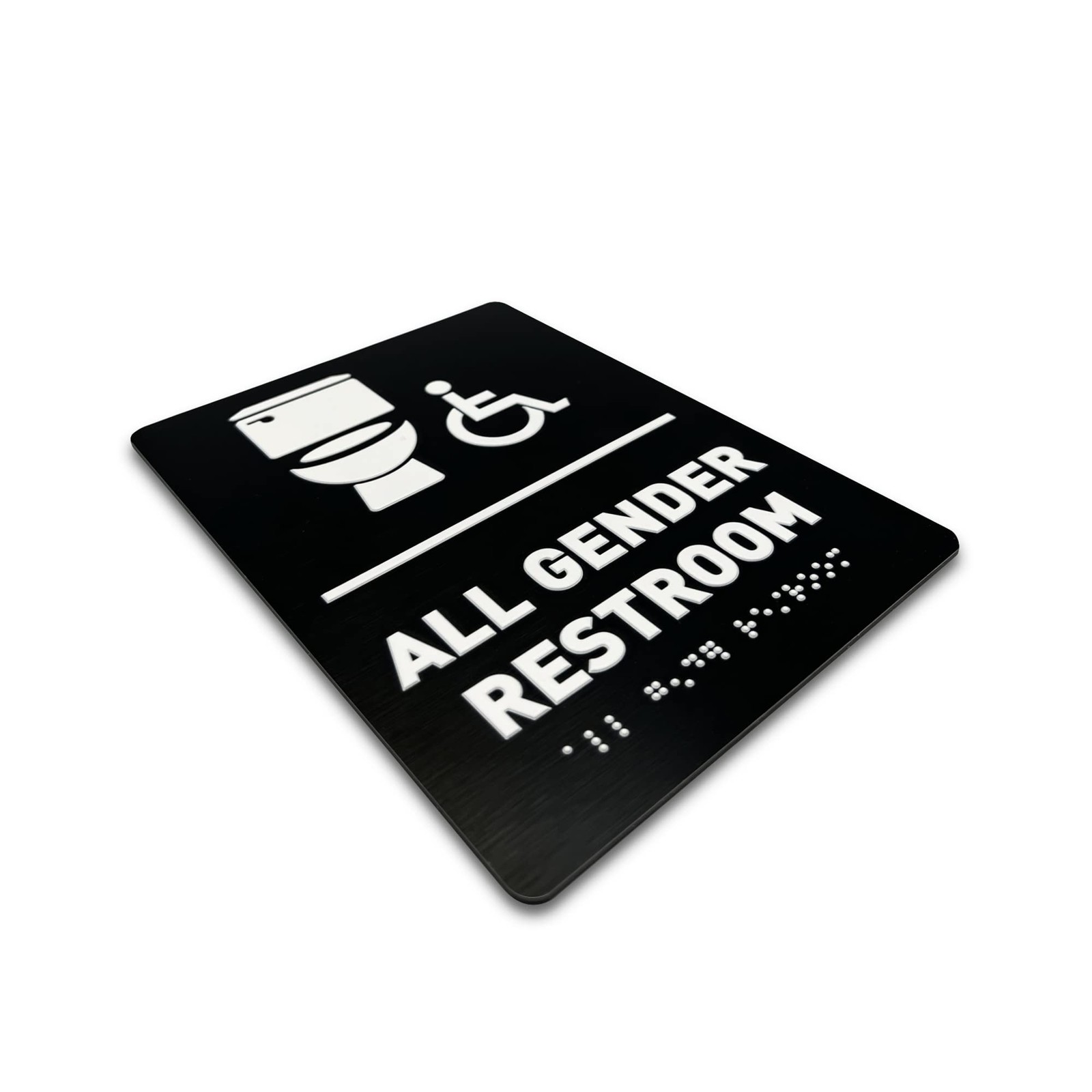 All Gender Restroom Sign by GDS – ADA Compliant, Wheelchair Accessible, Raise…