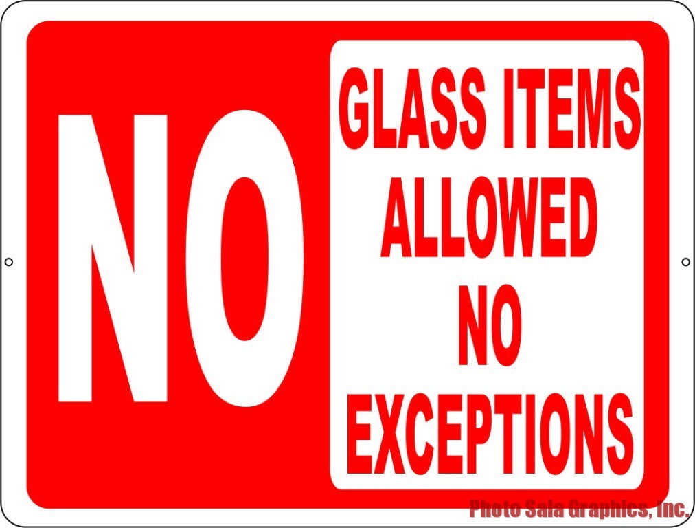 No Glass Items Allowed No Exceptions Pool Sign. Size Options. Safety for Pools