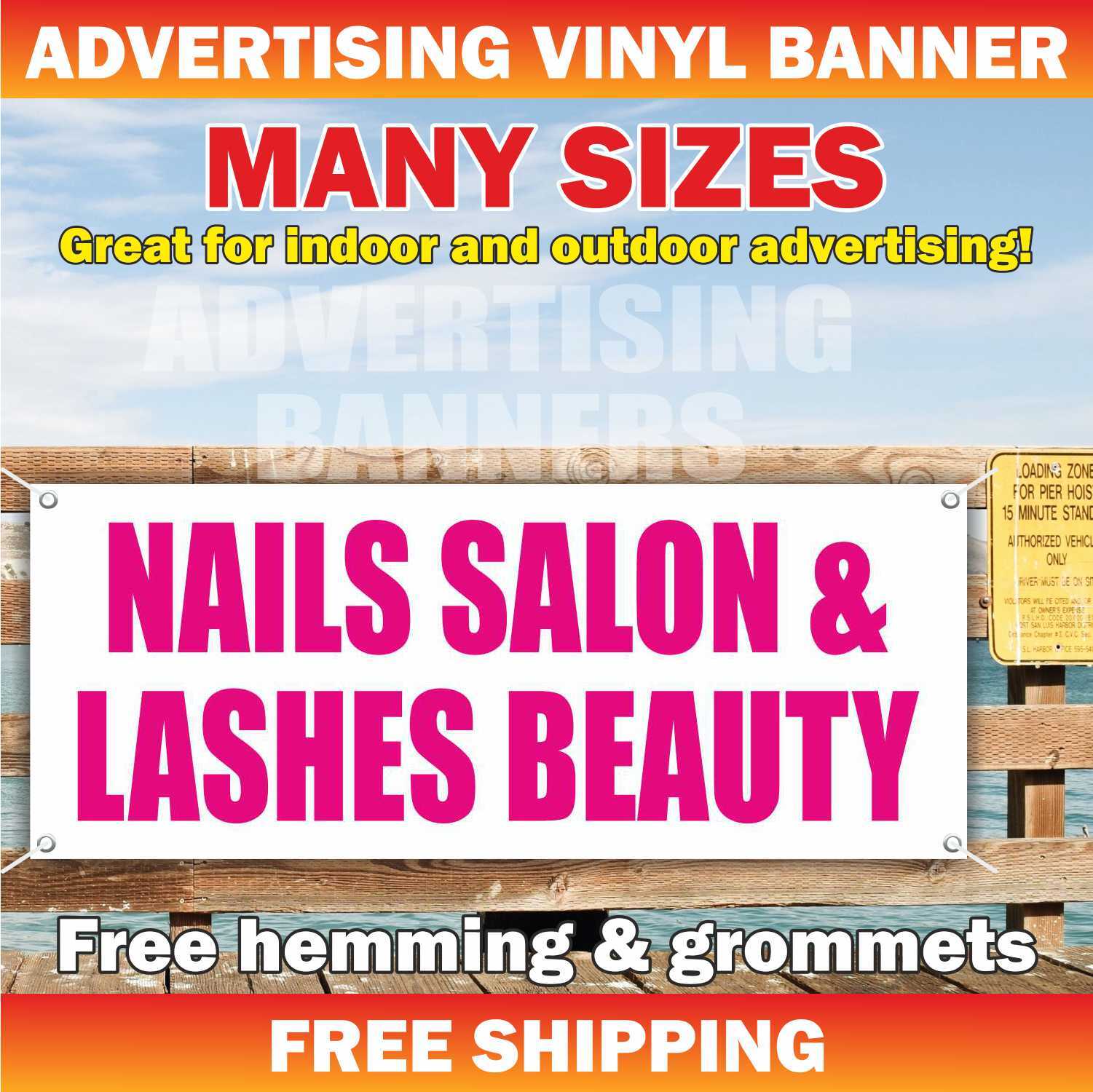 NAILS SALON LASHES BEAUTY Advertising Banner Vinyl Mesh Sign Manicure Beauty Spa