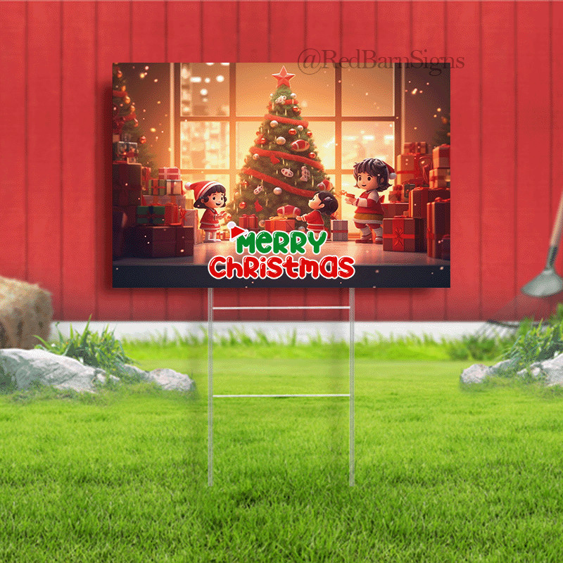 Christmas tree Lighting yard sign