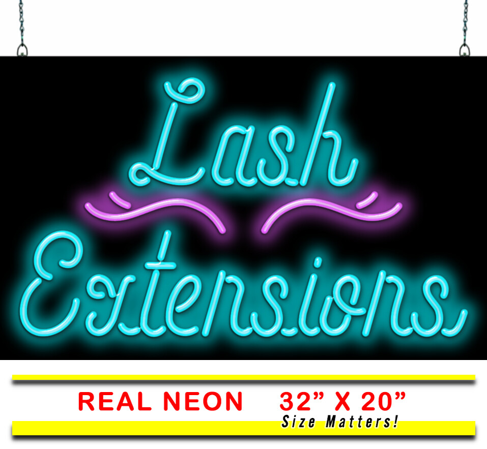 Lash Extensions Neon Sign REAL Neon Window Sign Easy Installation Hand Bent