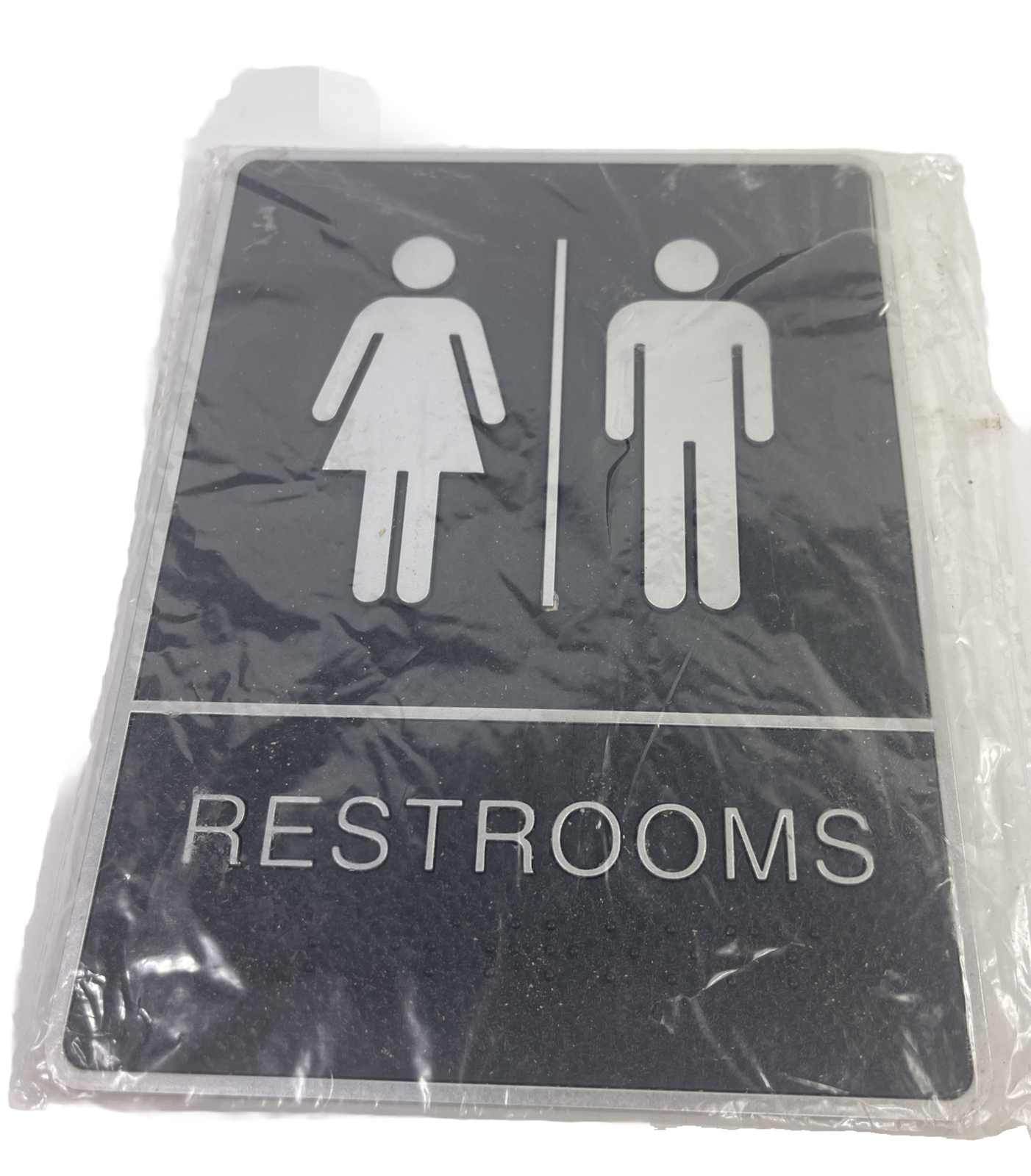 Duro Decal ADA RESTROOM Self Adhesive Sign with Braille 6″ x 8″