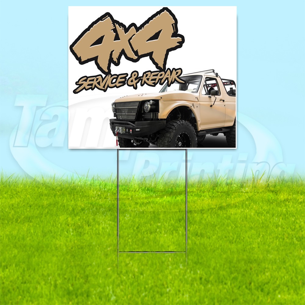 4X4 SERVICE & REPAIR 18×24 Yard Sign Plastic Corrugated WITH STAKE USA YS00294