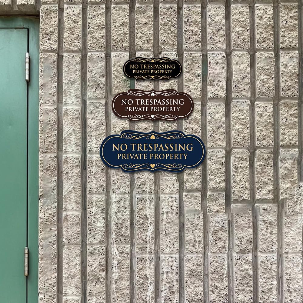 Designer No Trespassing Private Property Wall or Door Sign | Security Sign fo…