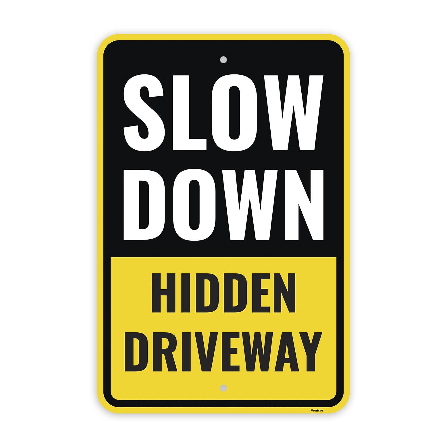 1 PCS Reflective Hidden Driveway Slow Sign 18×12 Inch Rust Free Aluminum