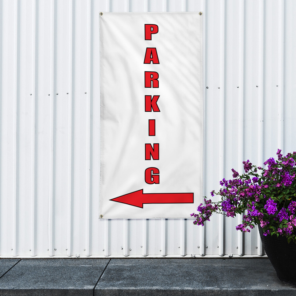 Vertical Vinyl Banner Multiple Sizes Parking Left Business Advertisement Outdoor