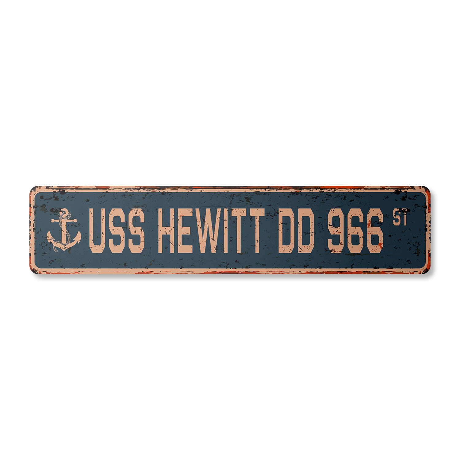 USS HEWITT DD 966 Vintage Street Sign us navy ship veteran sailor rustic gift