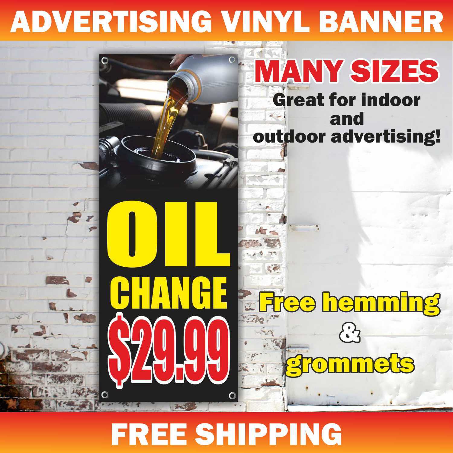 OIL CHANGE Advertising Banner Vinyl Mesh Sign auto repair shop service mechanic