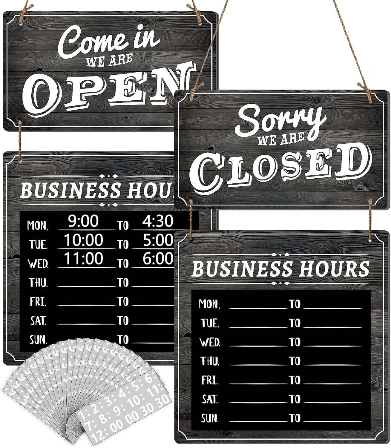 Open Closed Business Hours Sign Flip Changeable Store Time Mark Sign with Time D