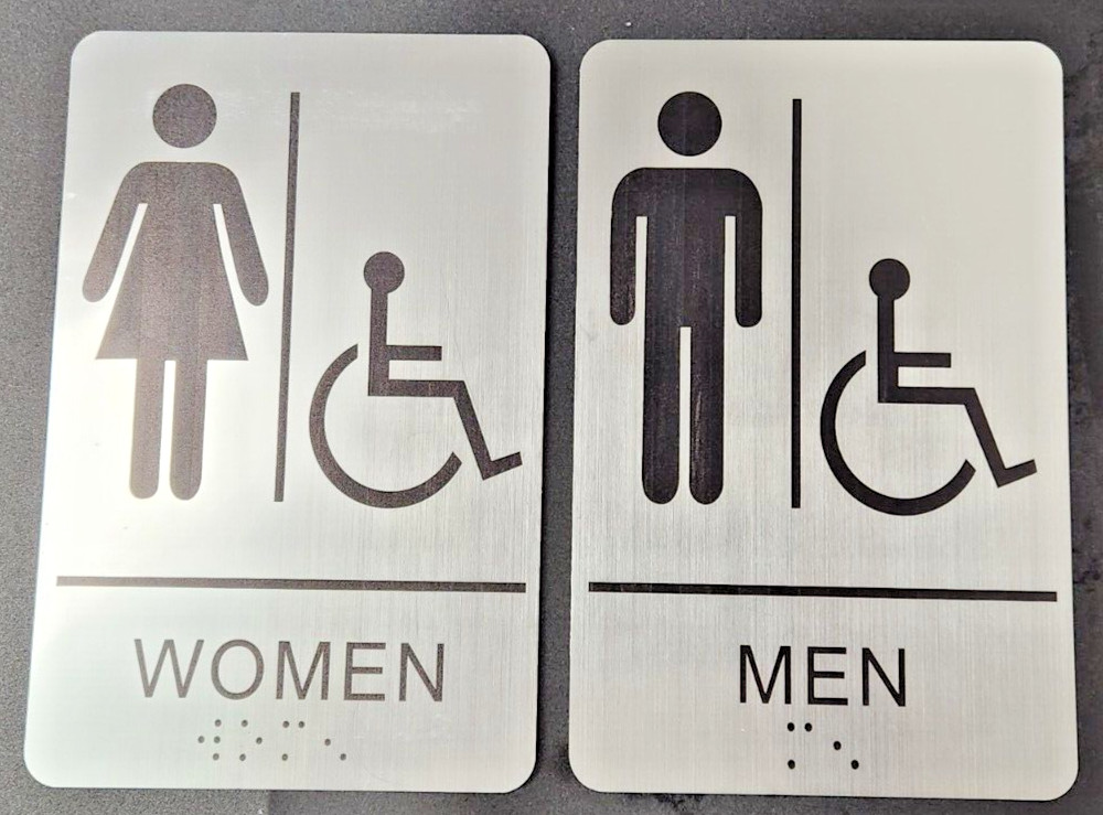 Accessible Restrooms Braille Sign Set (Men and Women)