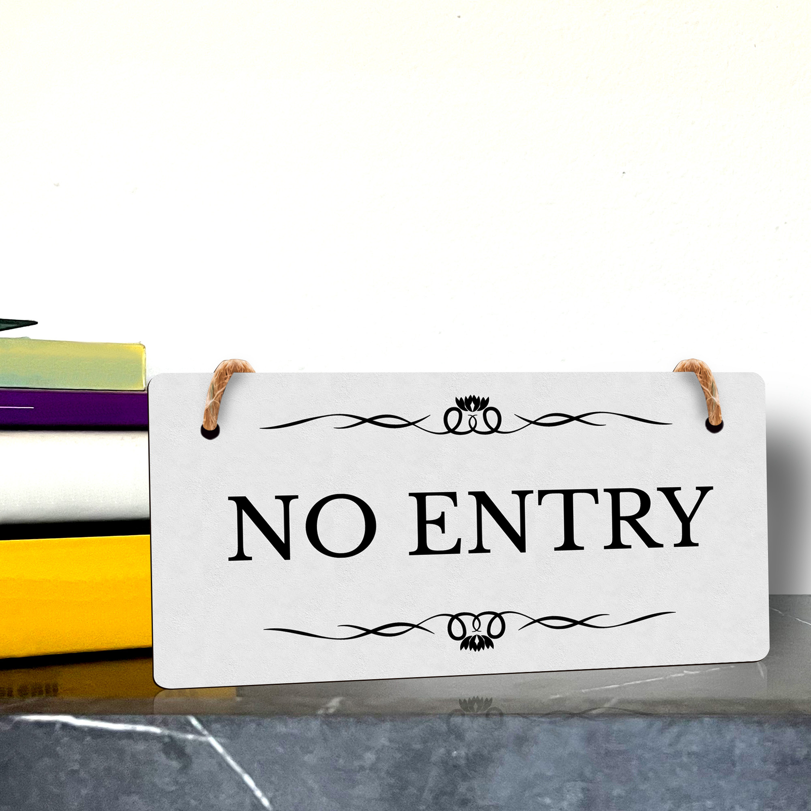 No Entry 5″ x 10″ Hanging Wall or Door Sign | Rustic Twine