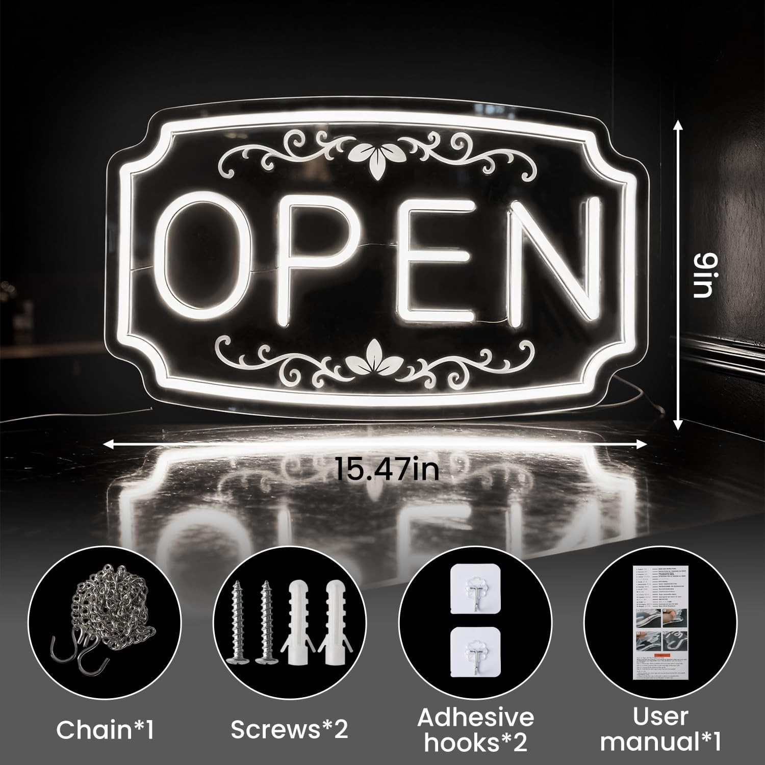 LED Neon Open Signs for Business Window Wall Door, Light Up Open Lights Sign …