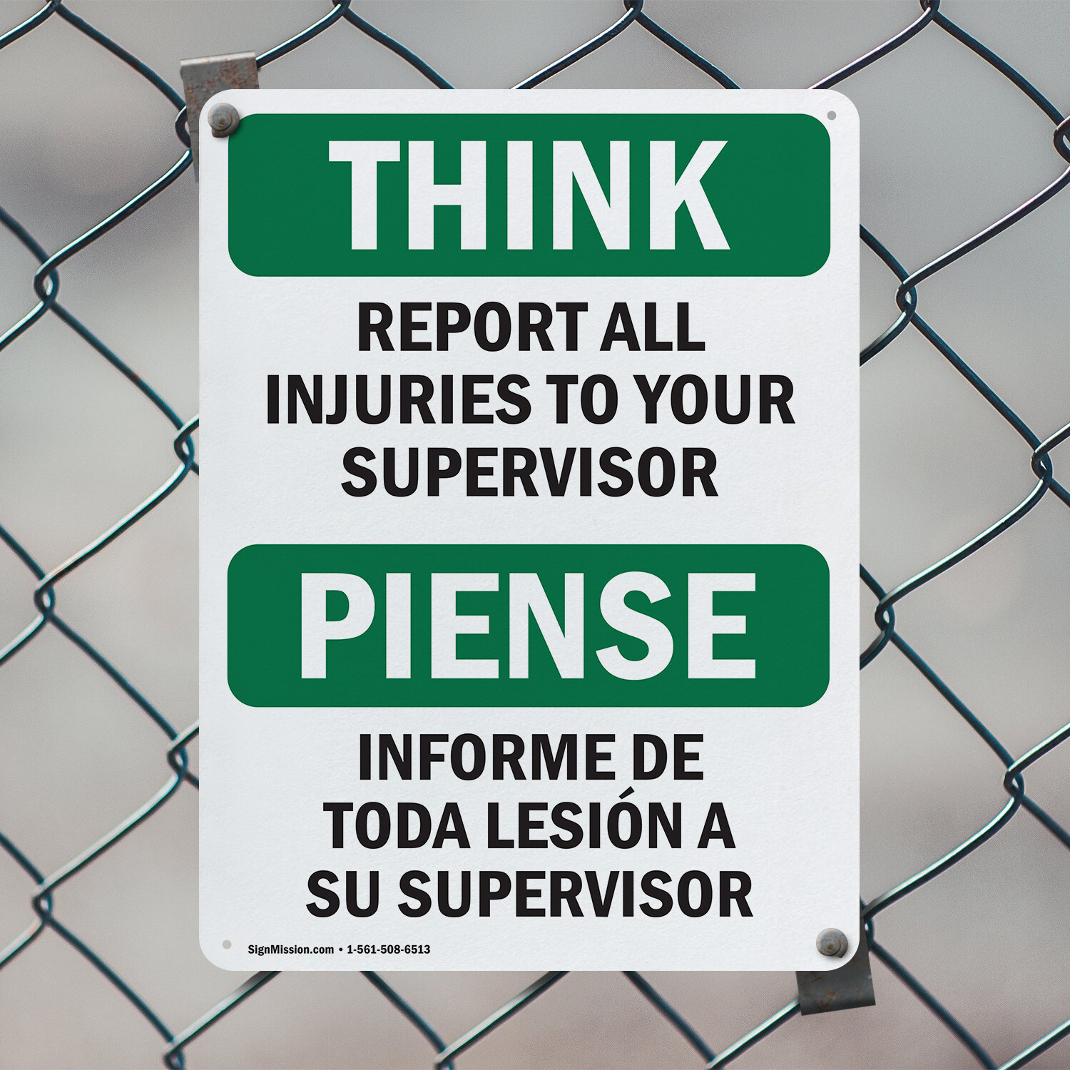 (2 Pack) Report All Injuries To Your Supervisor OSHA Think Sign Decal Metal