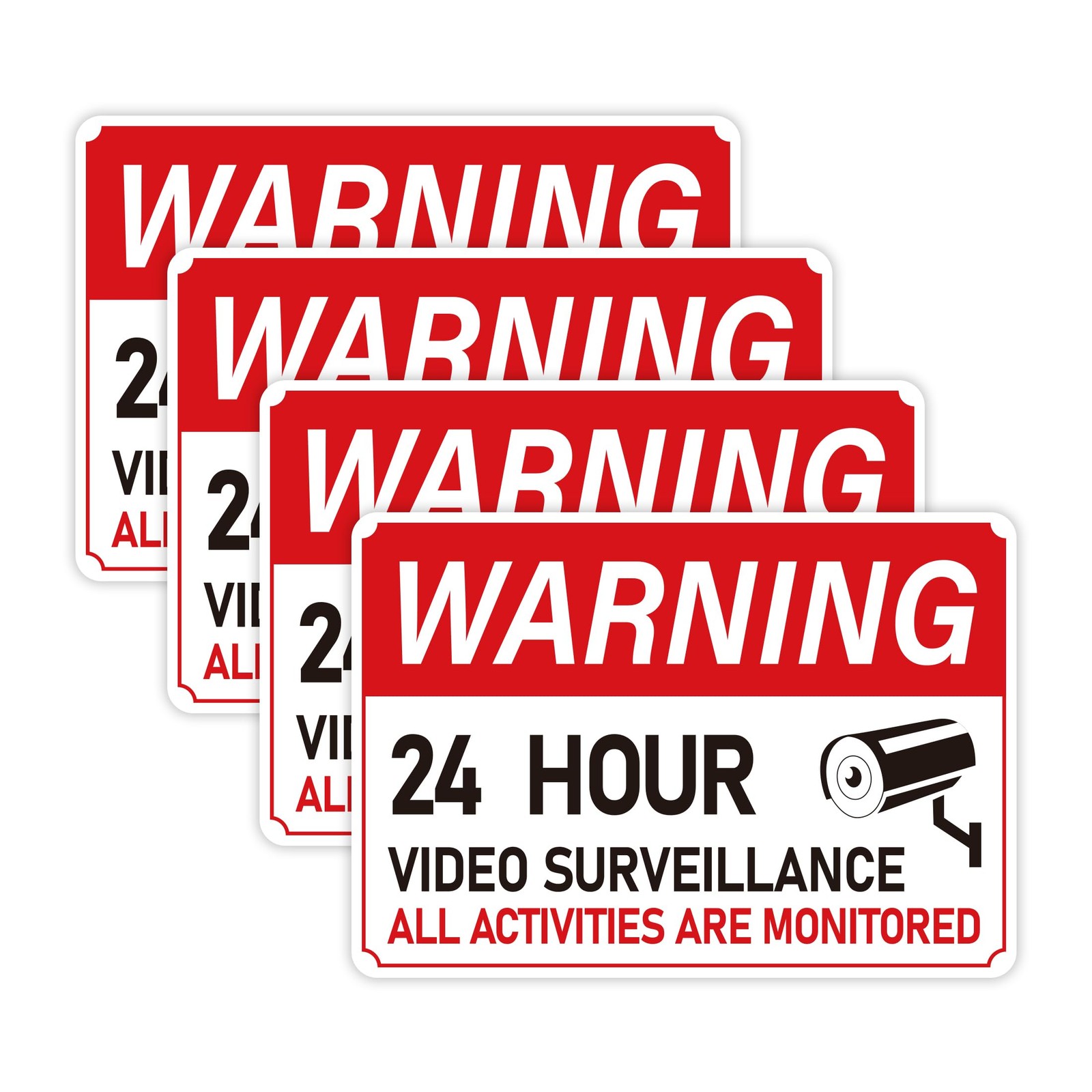 4PCS Video Surveillance Sign/All Activities Are Monitored, Waterproof Durable