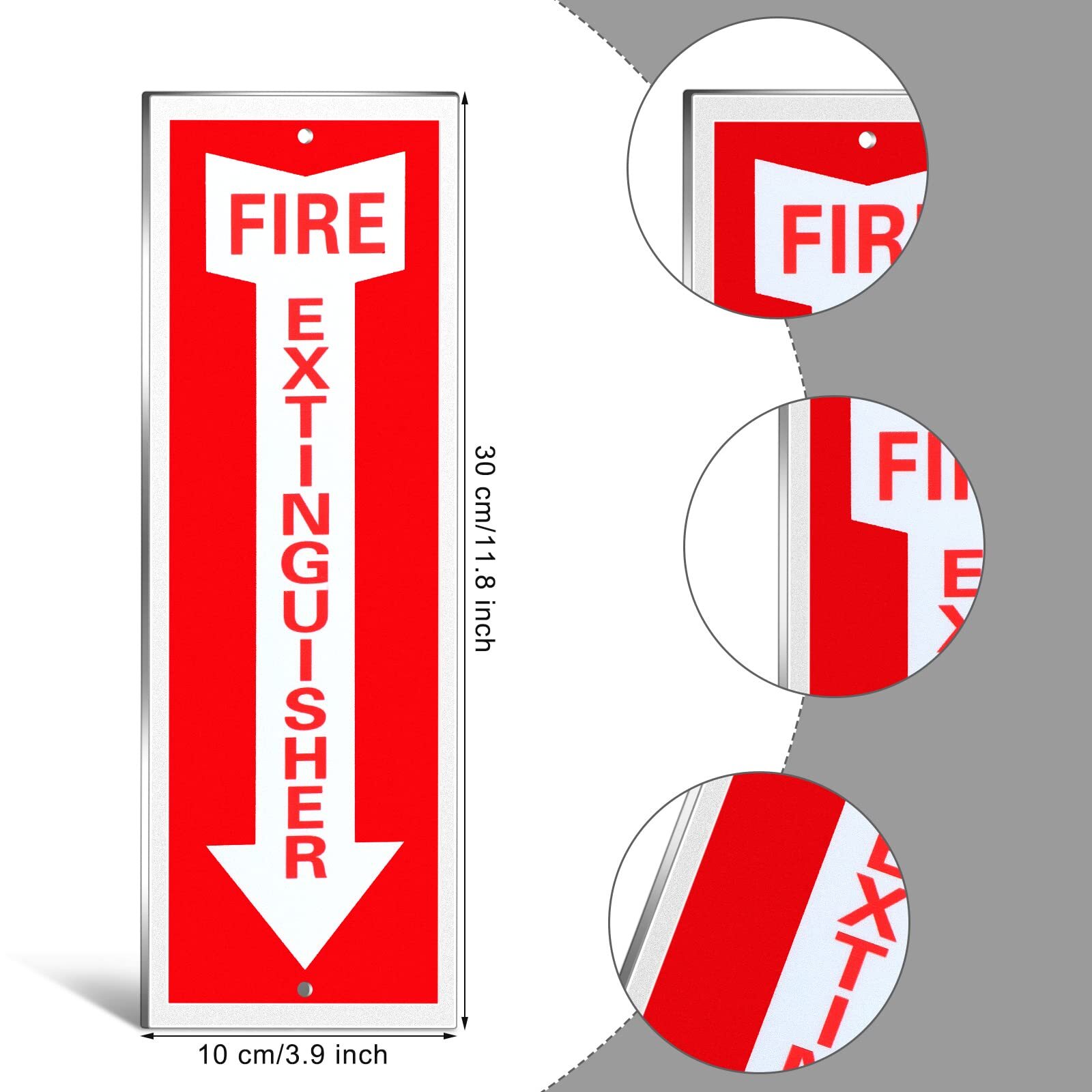 4Pack 3.9×11.7 Inch Fire Extinguisher Sign Label w/ Arrow for Office Restaurants