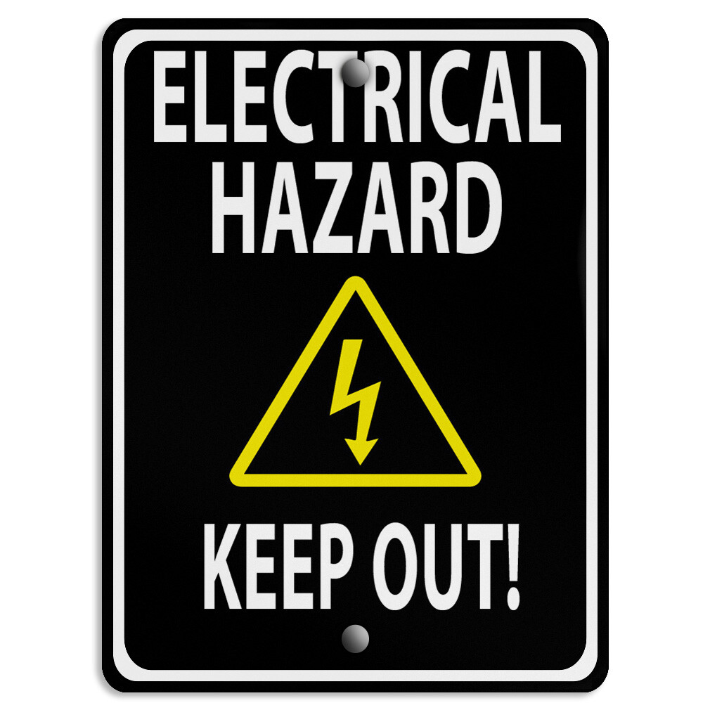 Vertical Metal Sign Black Electrical Hazard Keep out Weatherproof Street