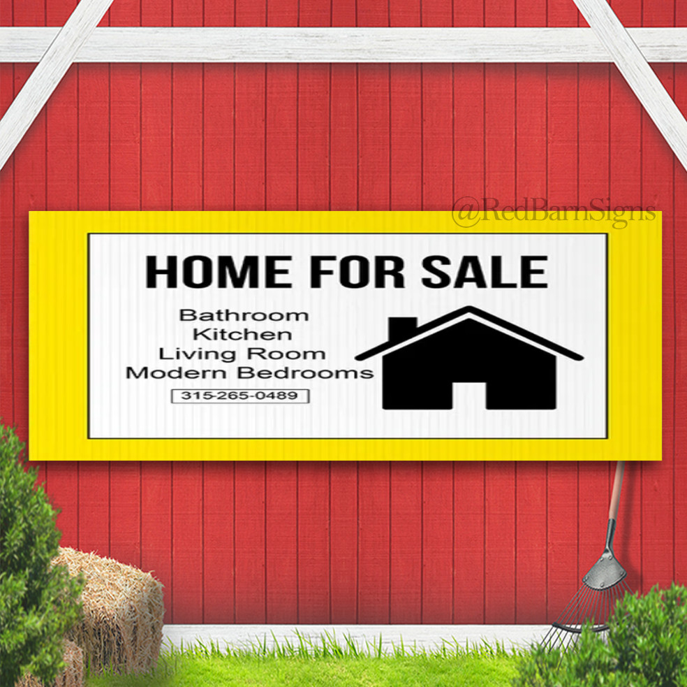 Home for sale bathroom kitchen living Indoor Outdoor Banner Sign