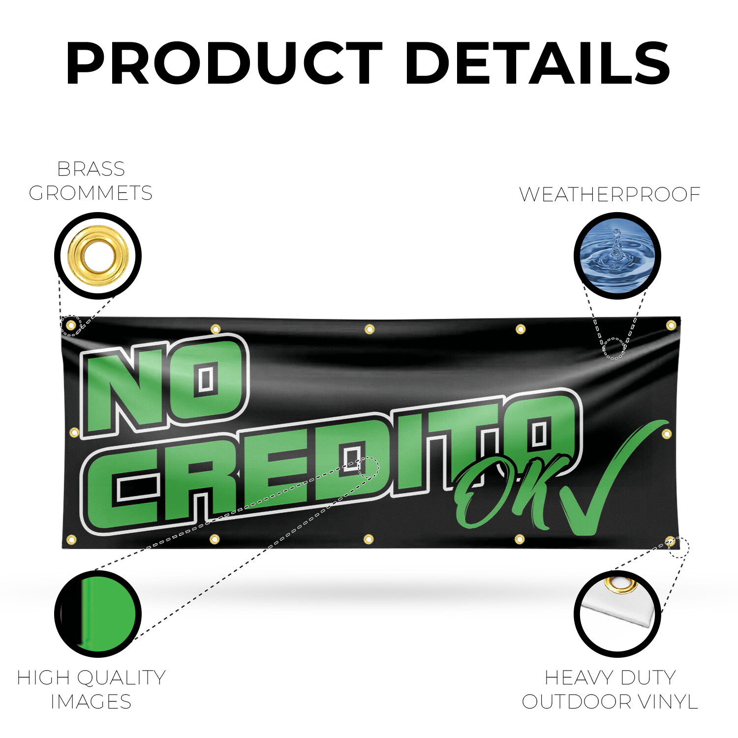 No Credito Ok Vinyl Banner Sign with Metal Grommets Heavy-Duty Single-Sided