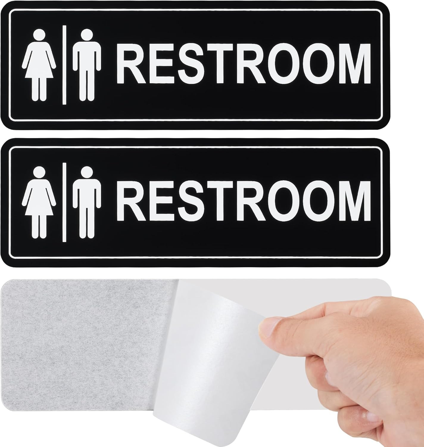 Restroom Sign – (2 Pack ) Metal Restroom Signs for Business with Strong Self-Adh