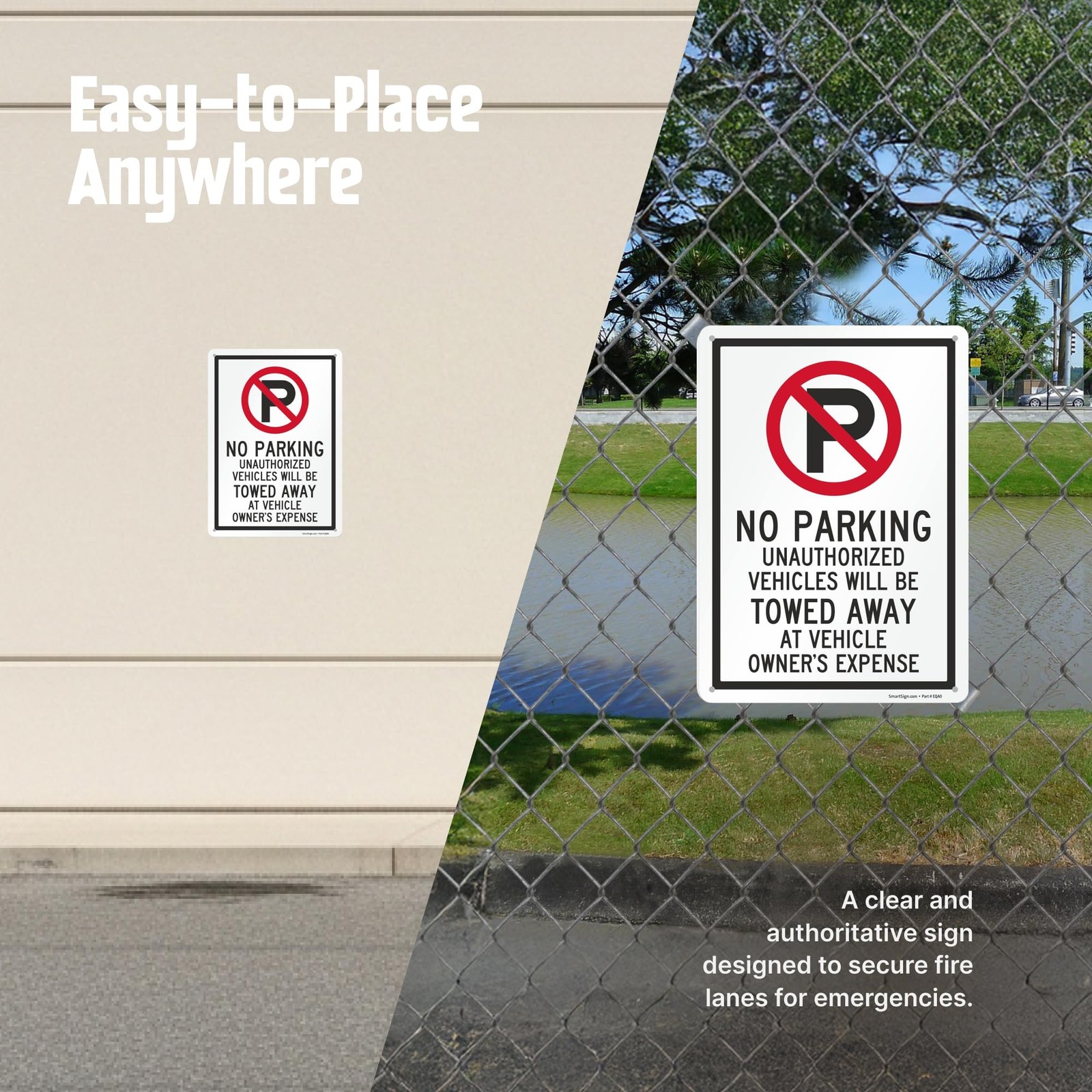SmartSign No Parking Sign – 14″ x 10″ Unauthorized Vehicles Towed Away At Veh…