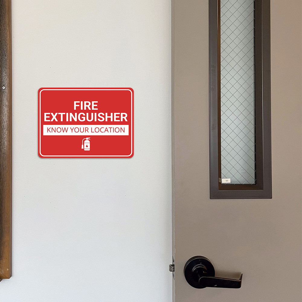 Classic Framed Plus Fire Extinguisher – Know Your Location Door or Wall Sign