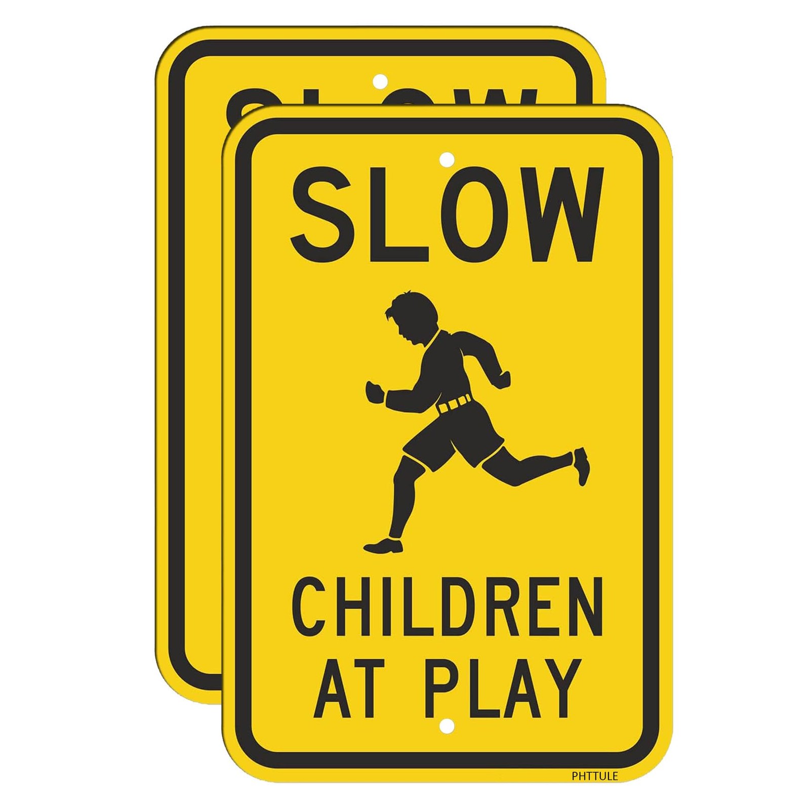 Slow Children at Play 18 x 12 inch Metal Kids Playing Safety Slow Down Sign f…