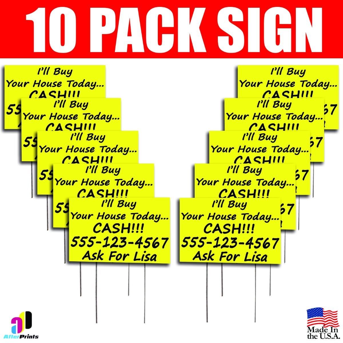 10X I’ll Buy Your House Today Yard Signs Your Phone Number Real Estate Marketing