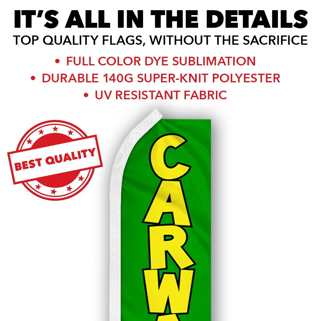 Car Wash Advertising Swooper Feather Flutter Flag Carwash Flag GRN