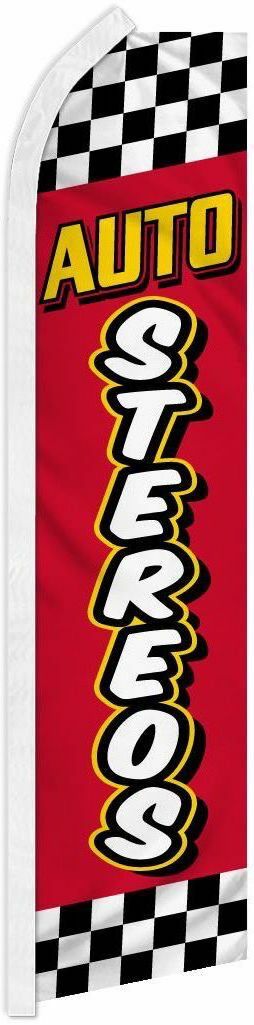 “AUTO STEREOS” advertising super flag swooper banner business sign car radio ck