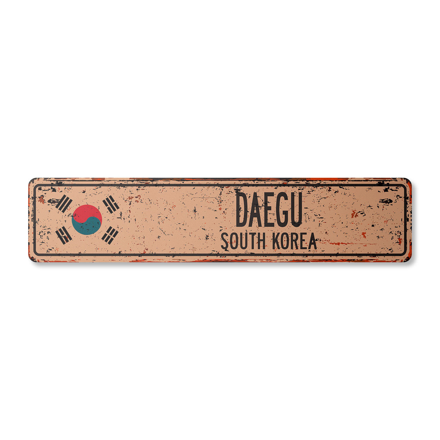DAEGU SOUTH KOREA Vintage Street Sign South Korean flag city country road rustic