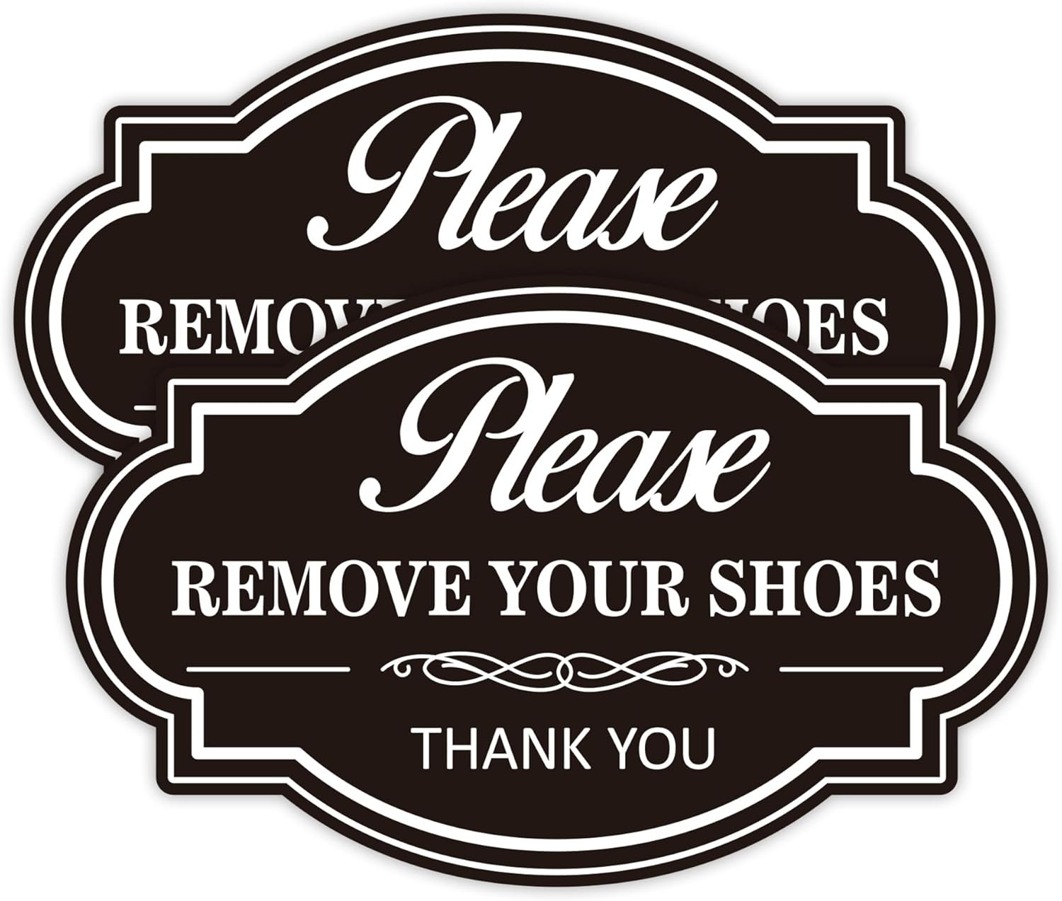 2PCS Remove Your Shoes Sign, Self-Adhesive Durable No Shoes Sticker Decals, Plea