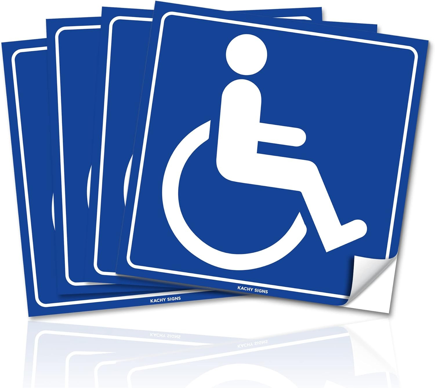 (Set of 4) Handicap / Disabled Wheelchair Accessible Sign | 6″ X 6″ | 4 Mil Viny