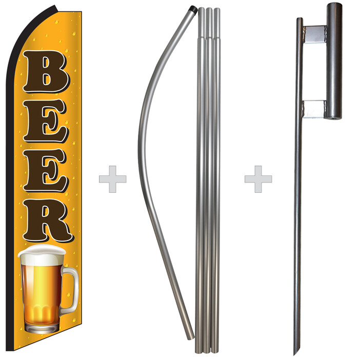 Beer 15′ Tall Swooper Flag & Pole Kit Feather Super Banner
